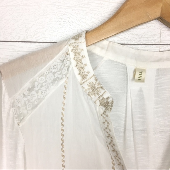 Tiny White Embroidered Sheer Shirt Anthropologie - Picture 4 of 6